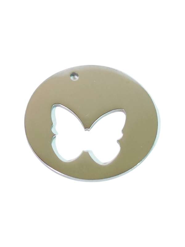 Charm in stainless steel, Butterfly, 25mm