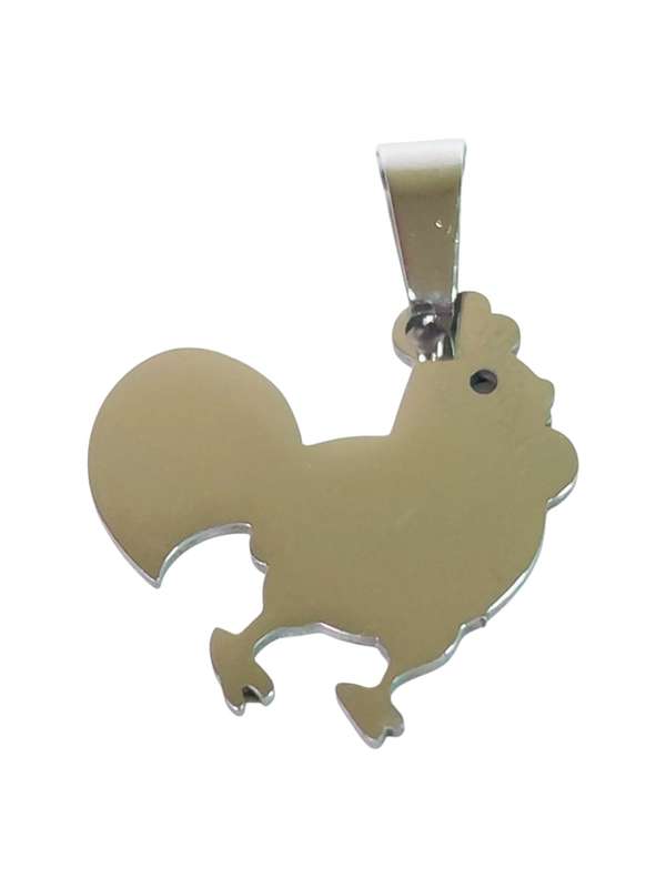 Pendant in stainless steel, Chicken, 27mm