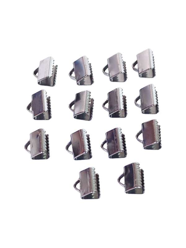 Ribbon crimp end, 8mm wide, Stainless steel