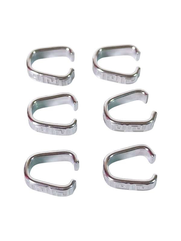 6 x Stainless steel bail with Greek pattern design, 12.6mm