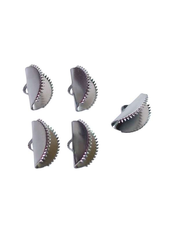 Half Moon Ribbon crimp end, 15.5mm wide, Stainless steel