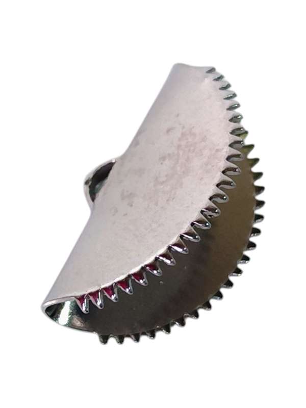 Half Moon Ribbon crimp end, 20mm wide, Stainless steel