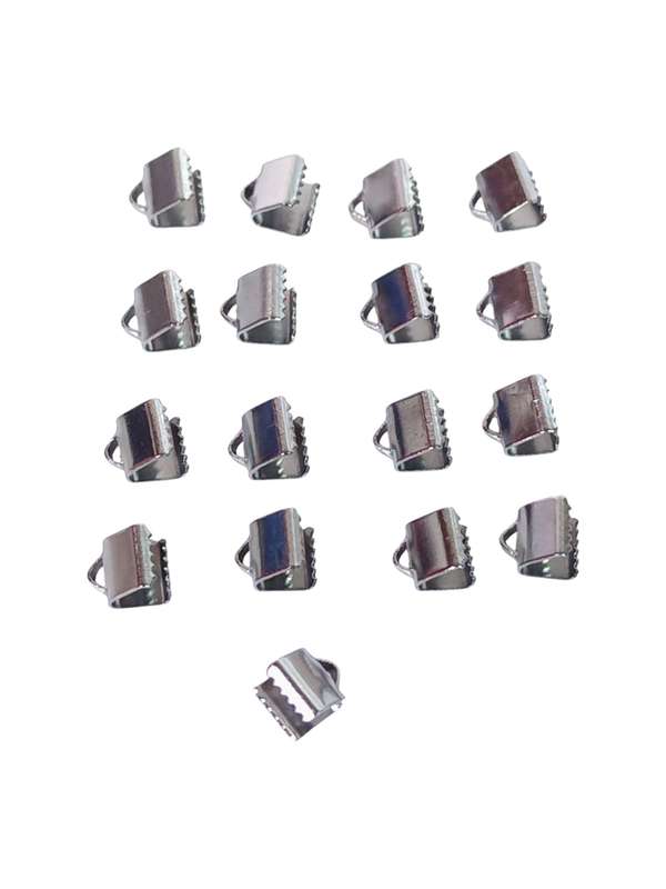 17 x Ribbon crimp end, 6mm wide, Stainless steel
