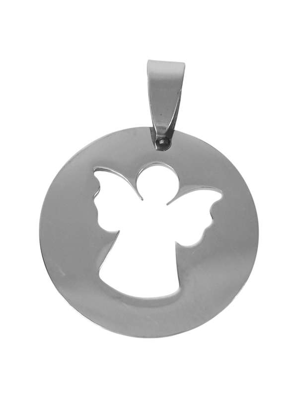 Pendant in stainless steel, angel, 25 mm