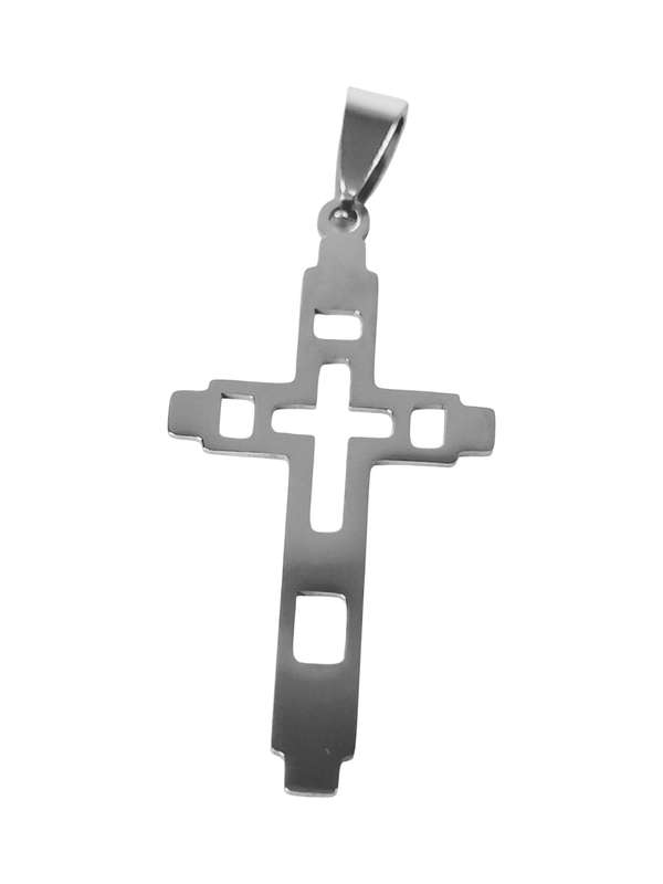 Stainless Steel Pendant, Modern Cross, 52mm