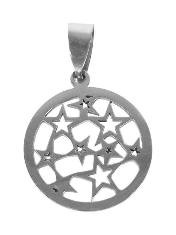 Stainless Steel Pendant, Stars, 22mm round