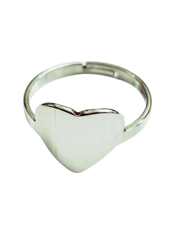 Stainless Steel Adjustable Ring, Heart design