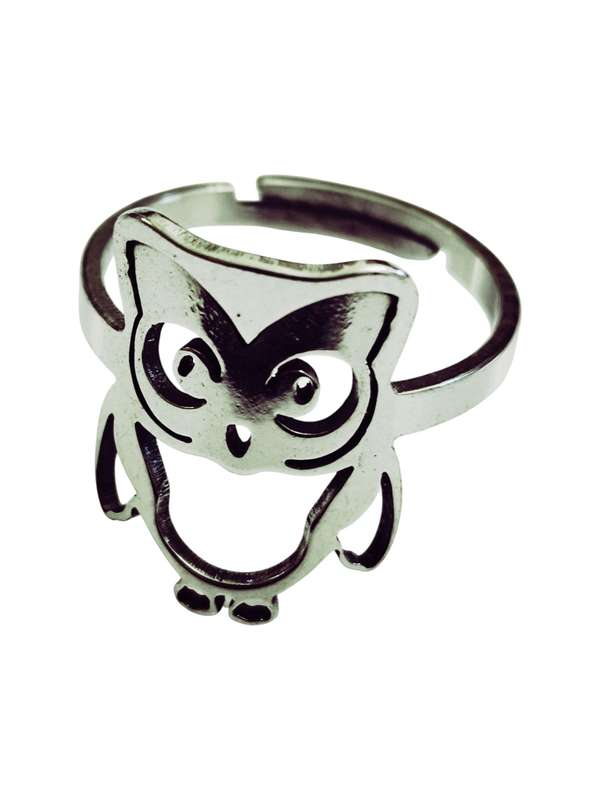 Stainless Steel Adjustable Ring, Owl design