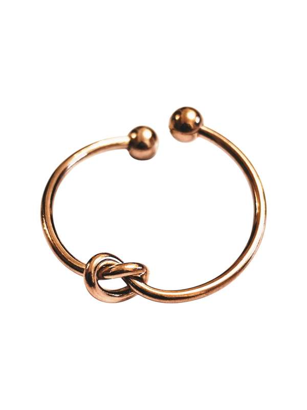 Stainless Steel Adjustable Ring, Knot design, Rose Gold color