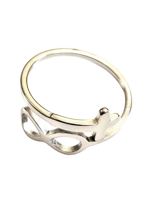 Stainless Steel Ring, Infinity cross Design, can be sized