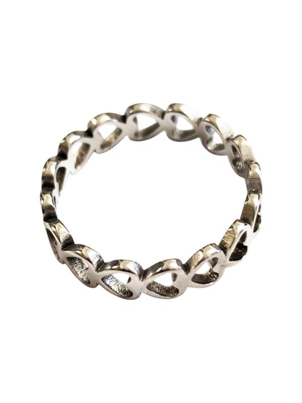 Stainless Steel Ring, Continuos Hearts
