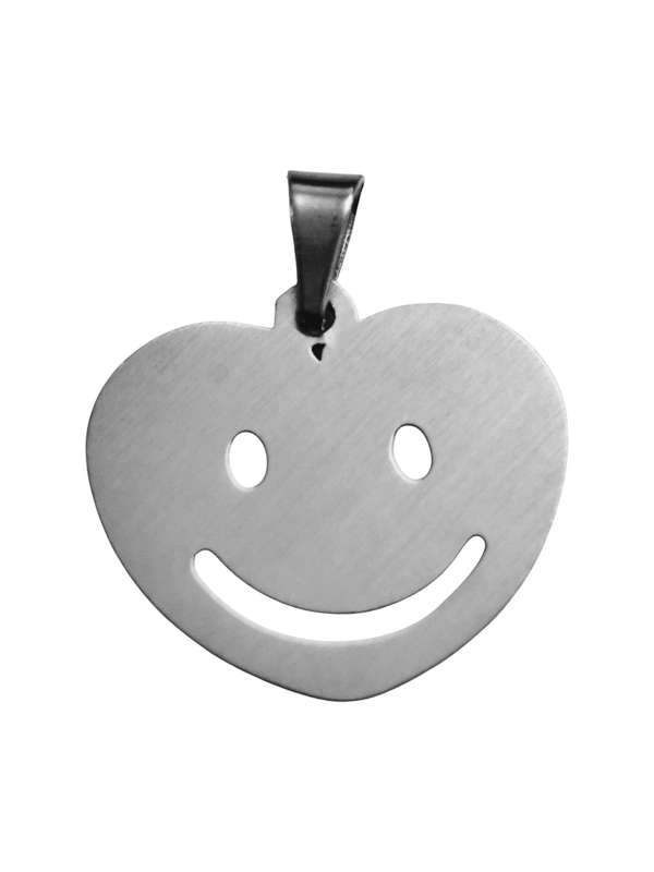 Stainless Steel Pendant, Smiling Heart, 20mm