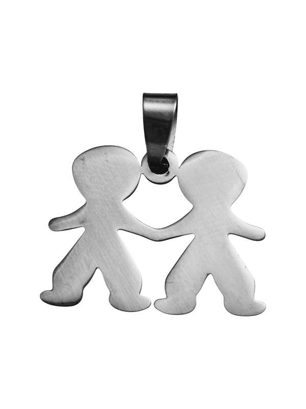 Stainless Steel Pendant, Two Boys, 27mm