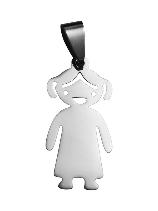 Stainless Steel Pendant, Girl in long dress, 37mm
