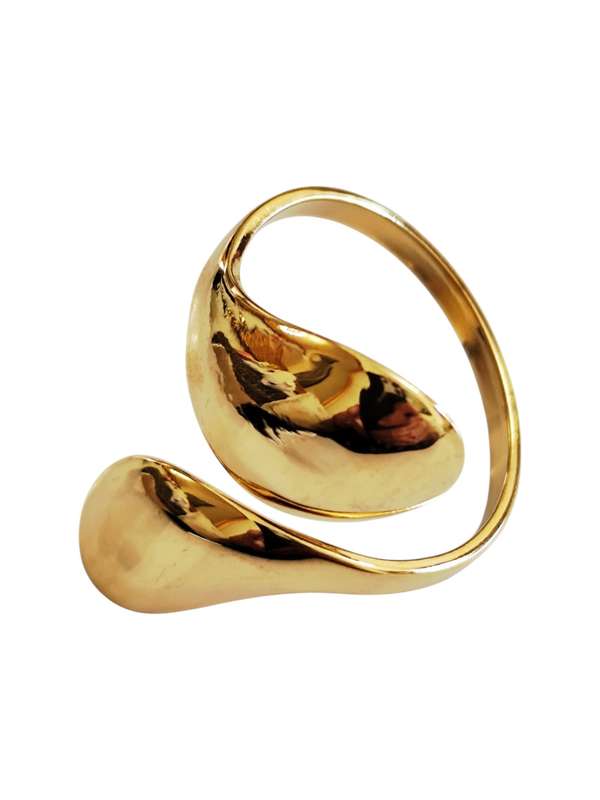 Stainless Steel Adjustable Ring, Gold, Size 17