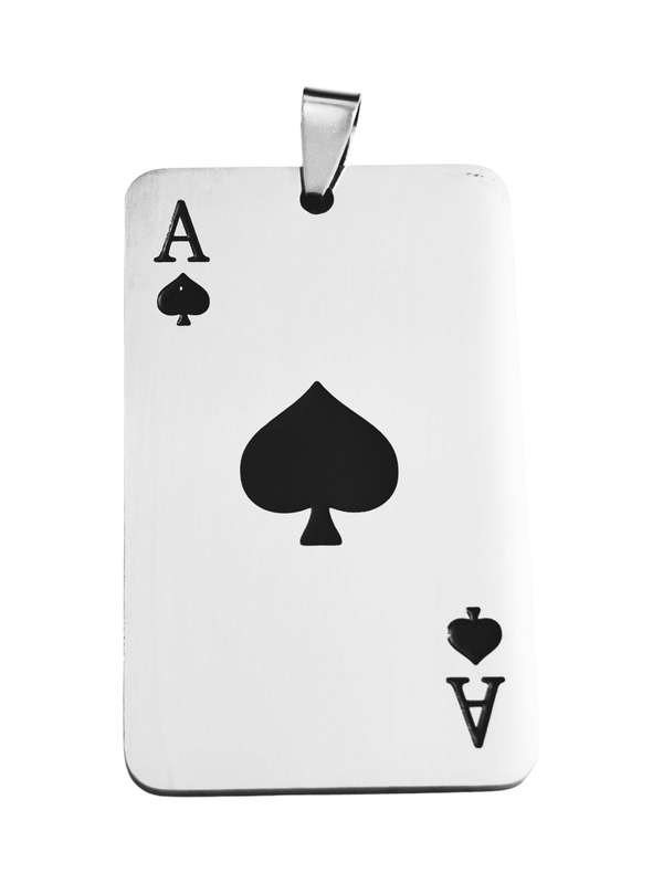 Stainless Steel Pendant, Playing Card 50x30mm, excl bail
