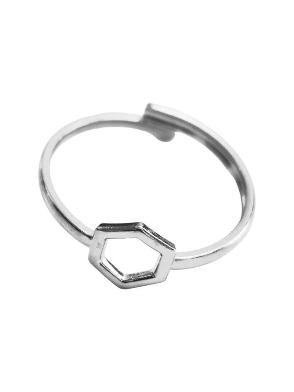 Stainless Steel Adjustable Ring, Single Hexagon