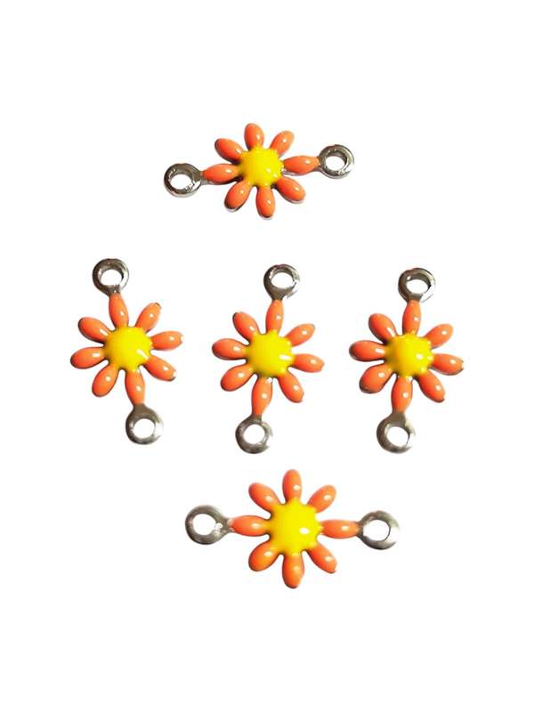 5 Pcs Daisy link connector in stainless steel, Orange and Yellow, 8x13mm