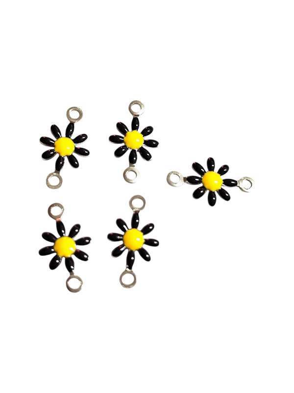 5 Pcs Daisy link connector in stainless steel, Black and Yellow, 8x13mm