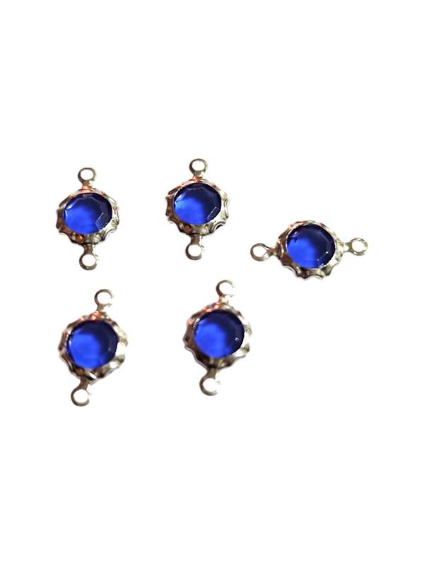 5 Pcs Rhinestone link connector in stainless steel, Prussian Blue, 6.5x11.82mm
