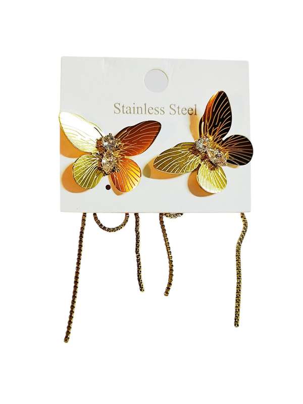 1 Pair Gold earrings, Stainless Steel, 62mm