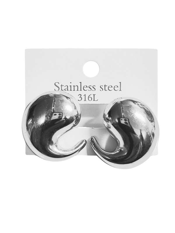Stainless Steel Earrings Teardrop, 25mm