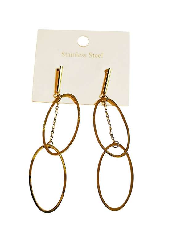1 Pair Gold earrings, Stainless Steel, 73mm