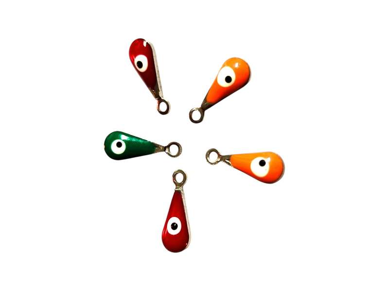 5 pcs Evil Eye in Stainless Steel Charm, 13mm