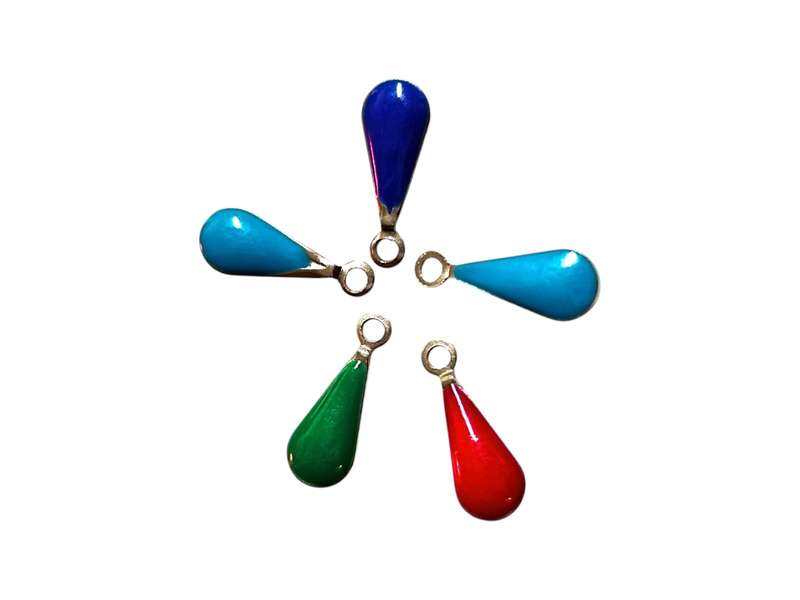 5 pcs Enamel drops in Stainless Steel Charm, 13mm