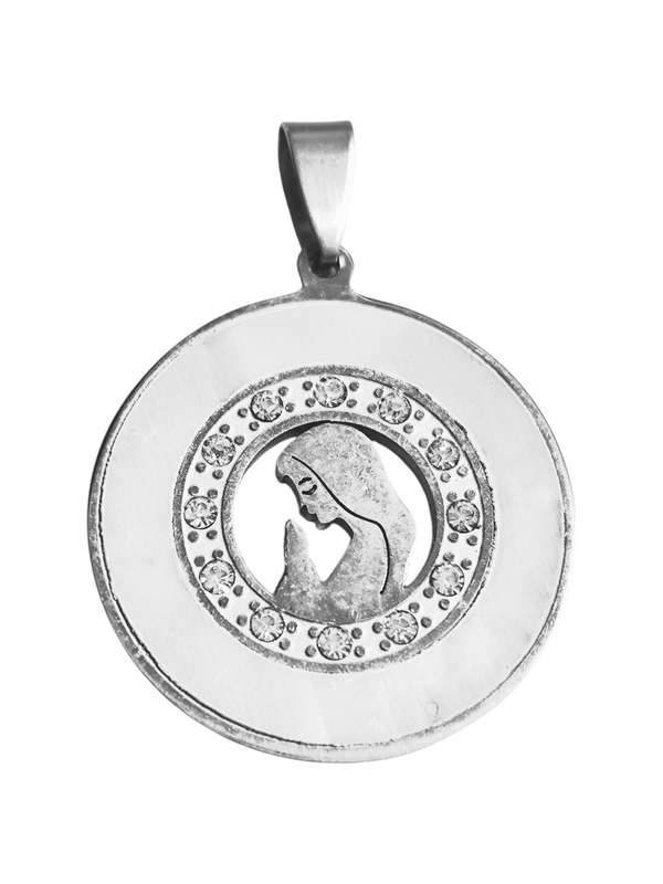 Stainless Steel Pendant, 25mm, Madonna