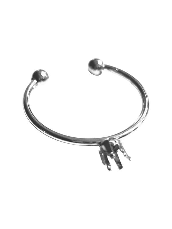 Stainless Steel Adjustable Ring, Gem mount 3mm