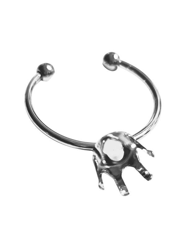 Stainless Steel Adjustable Ring, Gem mount 5mm