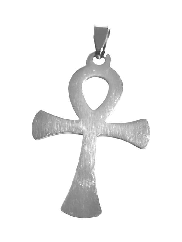 Pendant in stainless steel with bail, Cross, 50mm