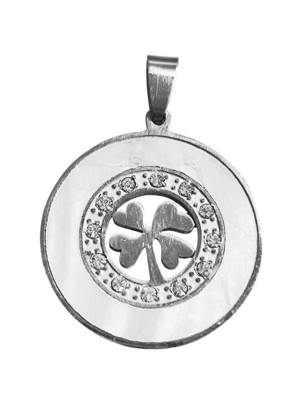 Stainless Steel Pendant, 25mm, Clover