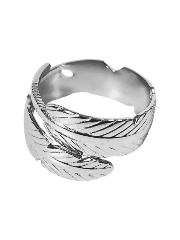 Stainless Steel Ring, Two Leaves, adjustable