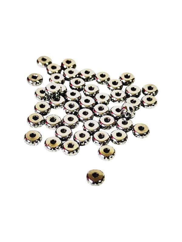 45 x Washer beads w Edge Texture, Stainless steel, 2x4mm