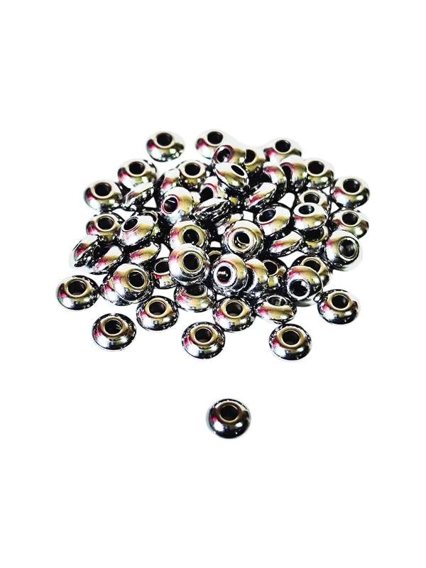55x Saucer shape bead in stainless steel, 6x2.5mm