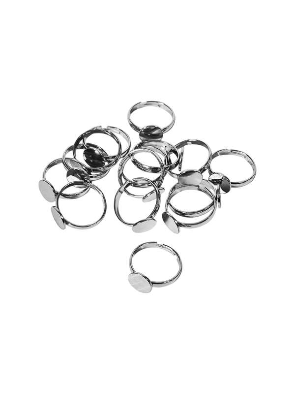 15x Stainless Steel Ring, Flat Back,10mm, adjustable