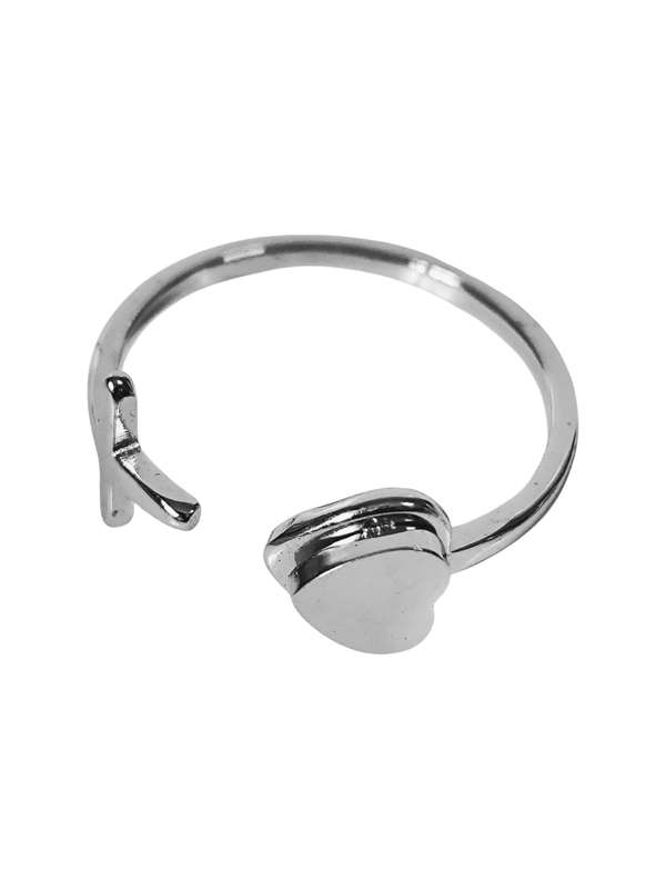 Stainless Steel Ring, Heart and Cross, adjustable