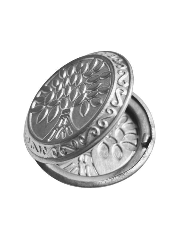 Round stamped locket, Stainless steel, 27mm