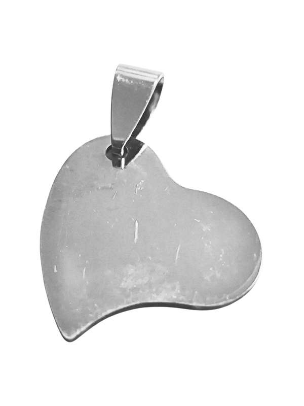Pendant in stainless steel with bail, Heart, 22mm Excluding bail
