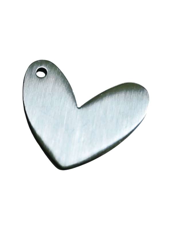 Pendant in stainless steel heart, 25mm excluding bail