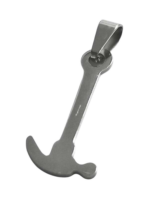 Pendant in stainless steel with bail, Hammer, 25mm excl Bail