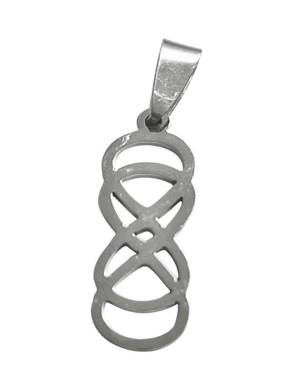 Pendant in stainless steel with bail, Double Infinity, 27mm Excl Bail