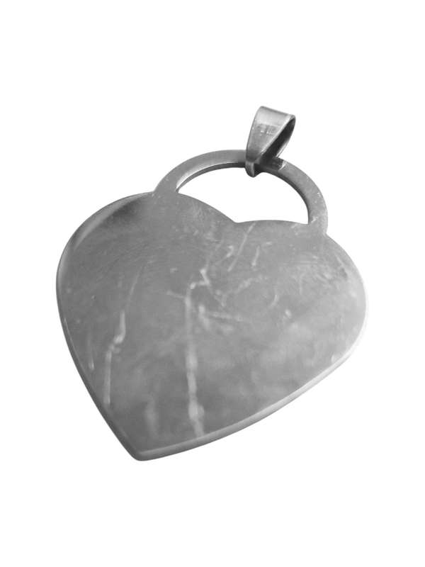 Pendant in stainless steel with bail, Heart with handle, 44mm size of heart
