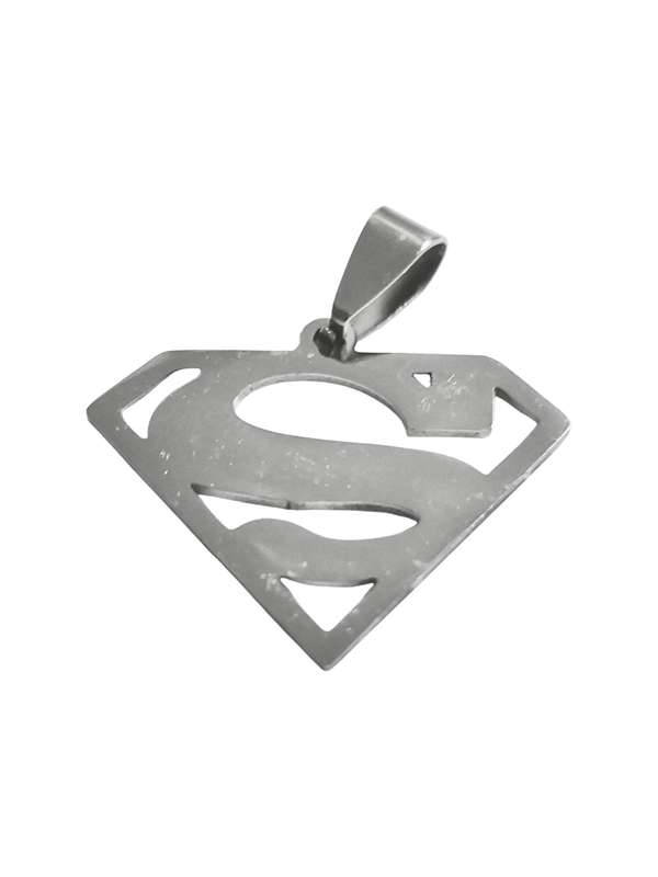 Pendant in stainless steel with bail, Superman, 28mm excl bail