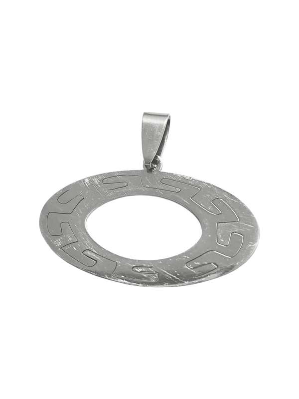 Pendant in stainless steel with bail, Inscribed Oval, 35mm excluding bail