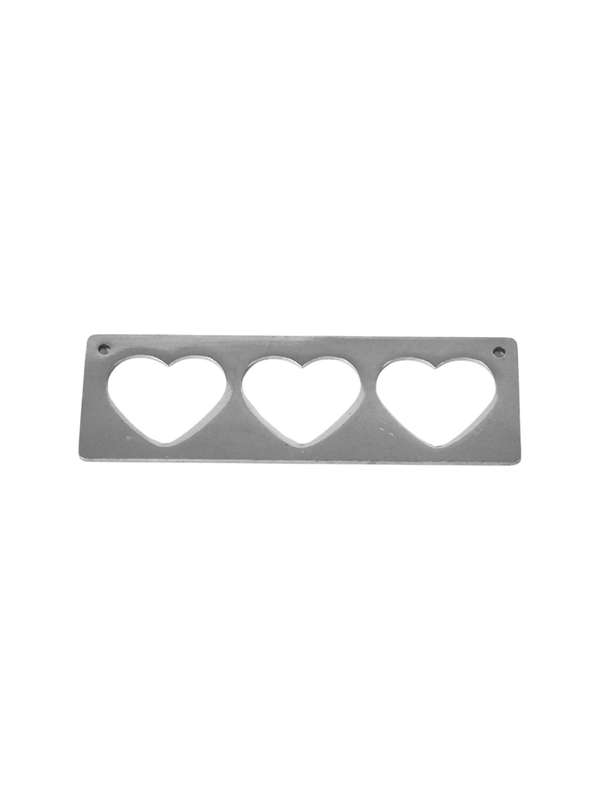 3 Hearts in square bar, connector, 55mm