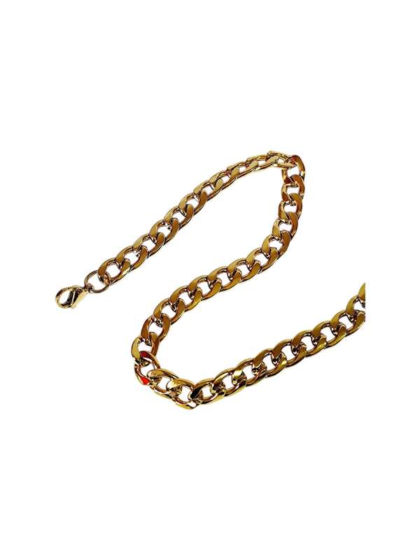 Curb chain 10mm wide, Gold Stainless steel, 60cm long