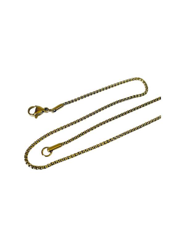 Box chain 1.6mm wide, Gold Stainless steel, 60cm long